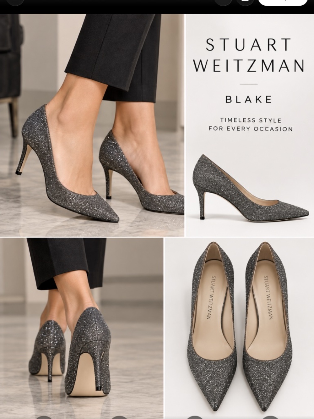 Stuart Weitzman Glitter Pointed-Toe Pumps